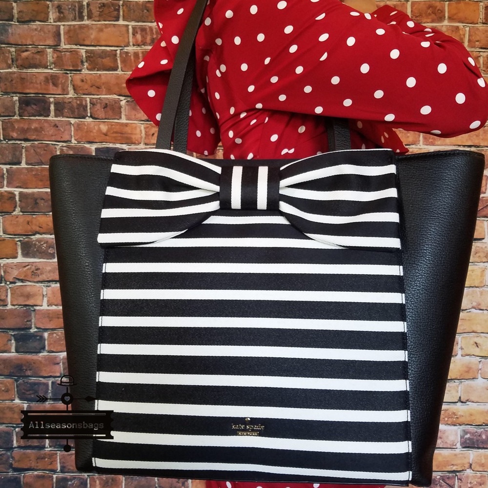 Kate spade Savannah olive drive stripe tote black - Picture 1 of 8